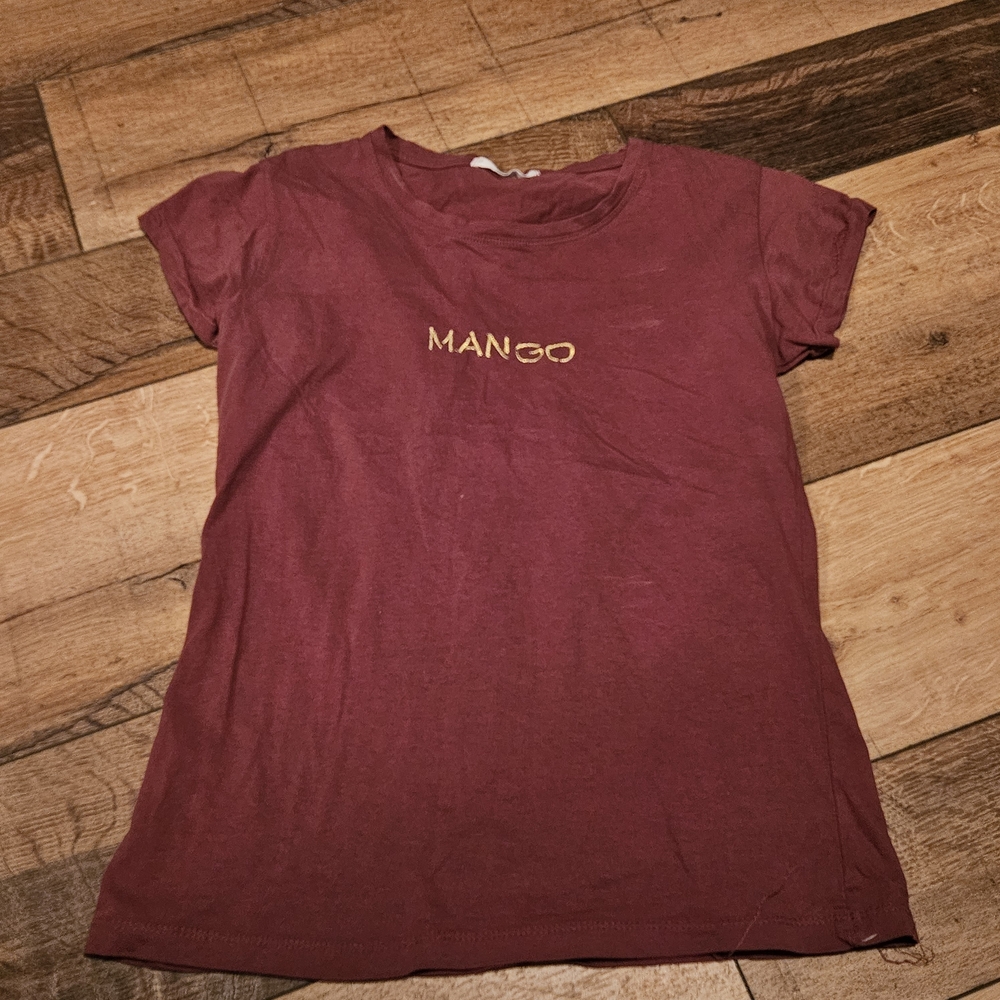 Mango Maroon Tee with Gold Logo